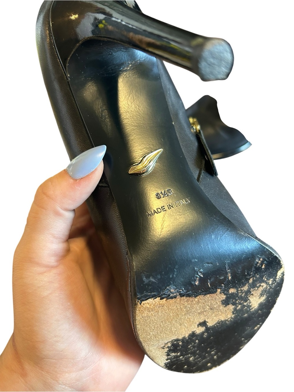 DVF Diane Von Furstenberg Beckett Chain Booties Black Leather Heels 8.5 B Italy - Picture 5 of 5